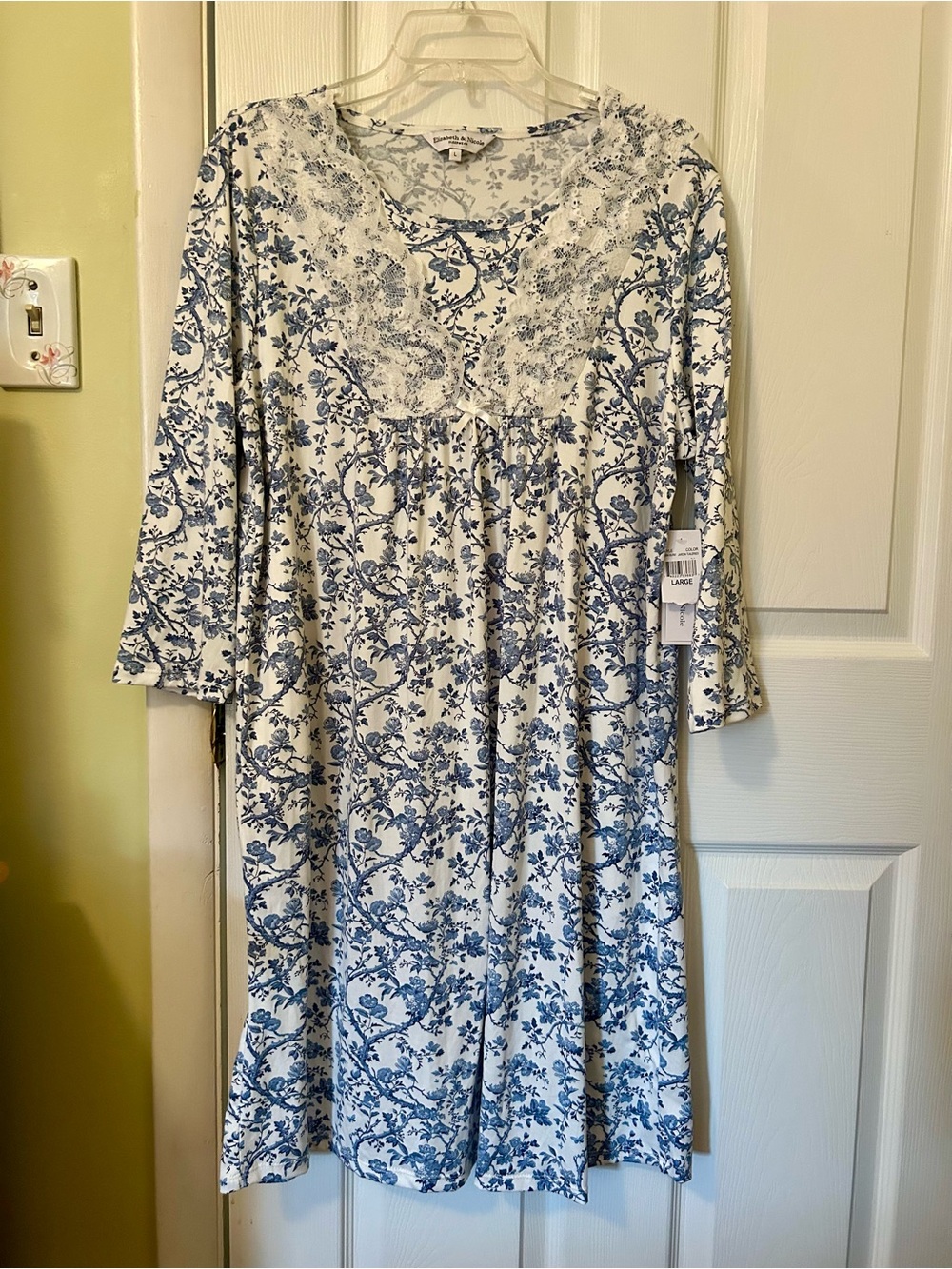 Elizabeth & Nicole Blue Floral Lace Trimmed Nightgown